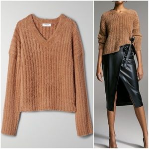 Aritzia Babaton Camel Teddy Sweater | Medium